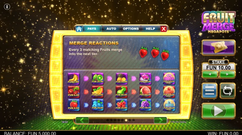 Fruit Merge Megapots - ხილის შერწყმა Hold and Spin-ში